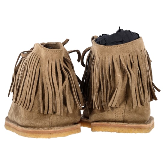 Saint Laurent Nino Fransade Ankelskor i Brunt Mocka - Image 4