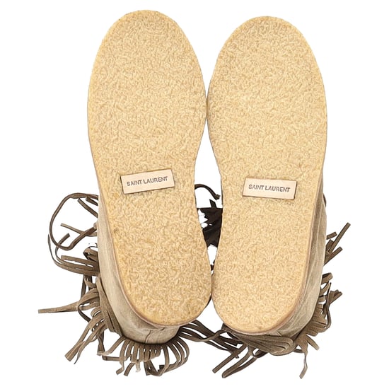 Saint Laurent Nino Fransade Ankelskor i Brunt Mocka - Image 5