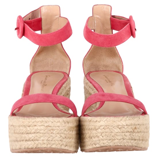 Gianvito Rossi Portofino Platform Wedge Espadrille Sandals In Pink Suede - Image 3