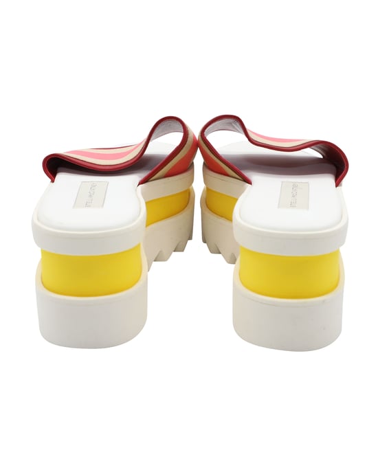 Stella Mccartney Color Block Platform Slides in White Faux Leather - Image 2