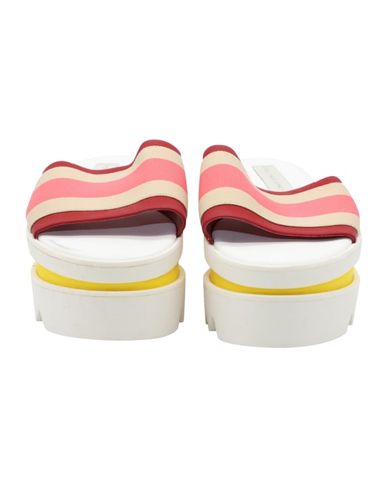 Stella Mccartney Color Block Platform Slides in White Faux Leather - Image 4
