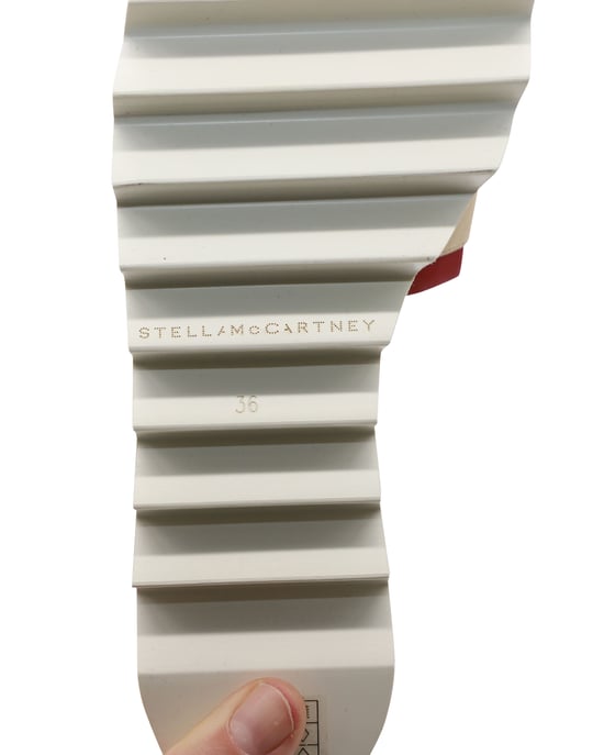 Stella Mccartney Color Block Platform Slides in White Faux Leather - Image 6