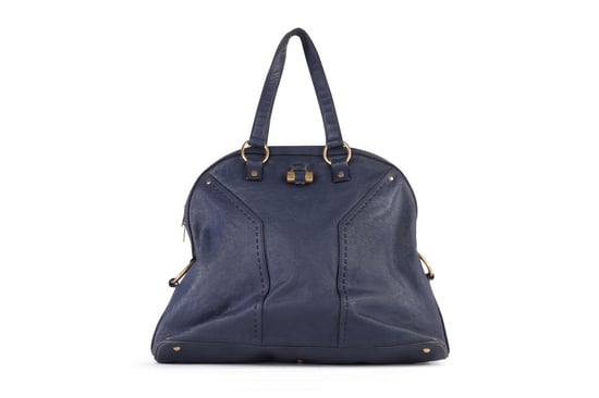 Yves Saint Laurent Navy Blue Leather Oversized Muse Bag - Image 1