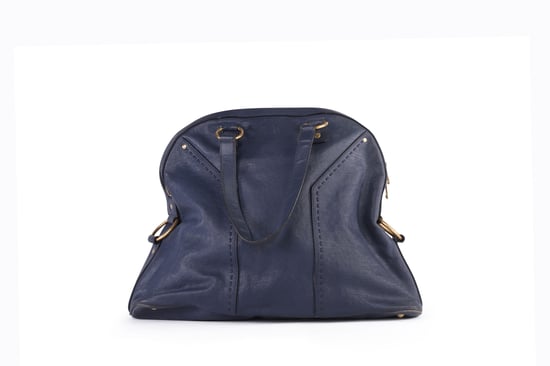 Yves Saint Laurent Navy Blue Leather Oversized Muse Bag - Image 3