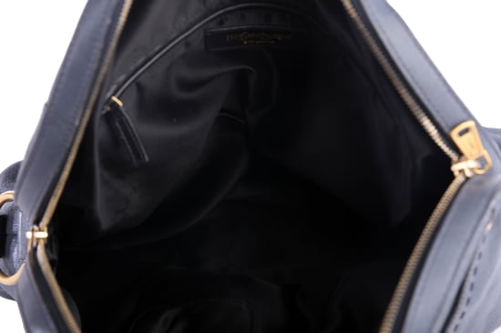 Yves Saint Laurent Navy Blue Leather Oversized Muse Bag - Image 5