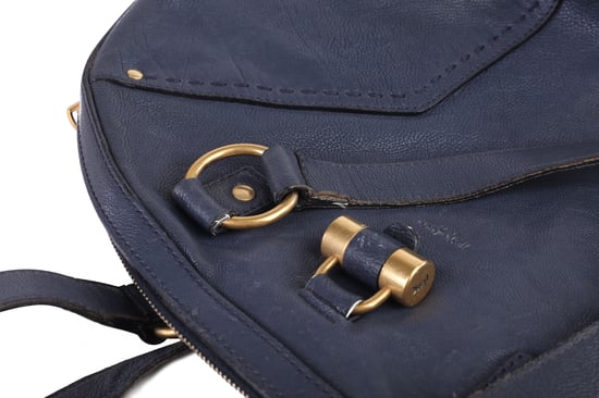 Yves Saint Laurent Navy Blue Leather Oversized Muse Bag - Image 6