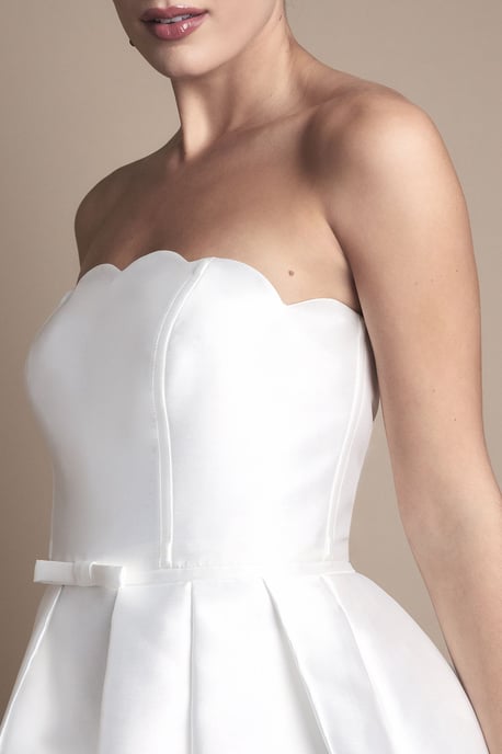 Scalloped Strapless Midi Wedding Dress - Image 5