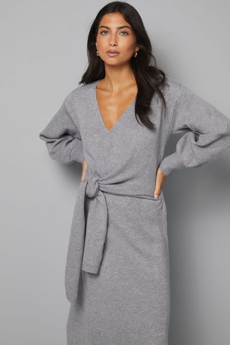 Slouchy Wrap Knitted Midi Dress - Image 2