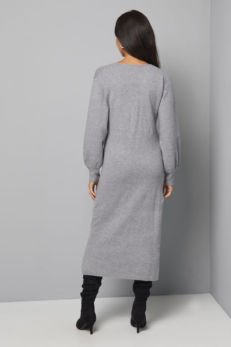 Slouchy Wrap Knitted Midi Dress - Image 3