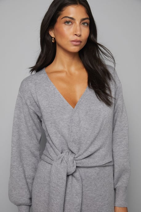 Slouchy Wrap Knitted Midi Dress - Image 4