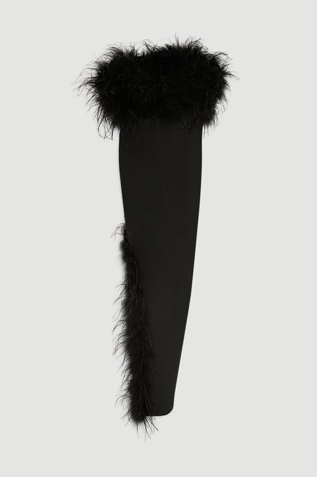 Figure Form Bandage Feather Detail Bandeau Knit Midi Dress - Image 4
