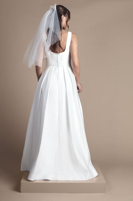 Satin Pleat Bodice Full Skirt Wedding Dress - Image 3