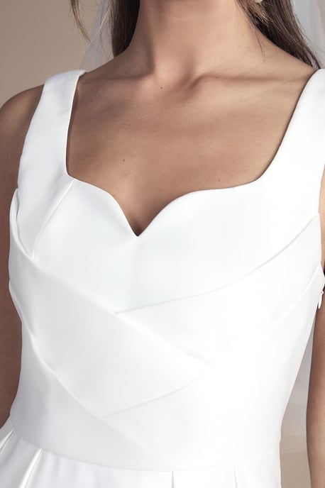 Satin Pleat Bodice Full Skirt Wedding Dress - Image 5
