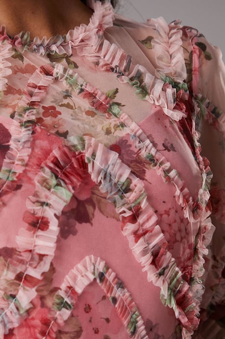 Long Sleeve Applique Floral Midi Dress - Image 5
