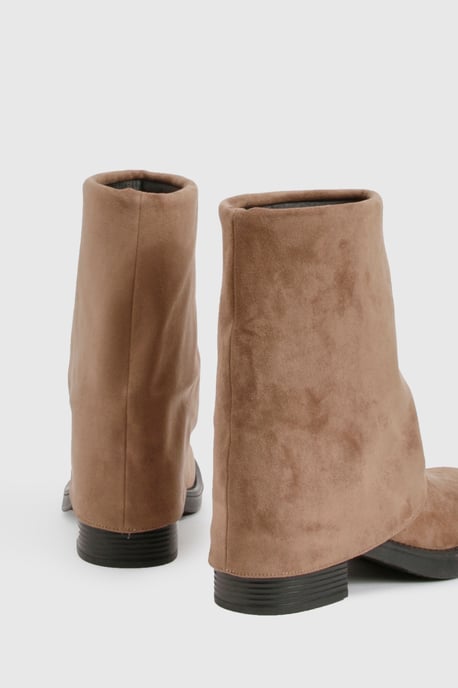 Faux Suede Fold Down Square Toe Boots - Image 4