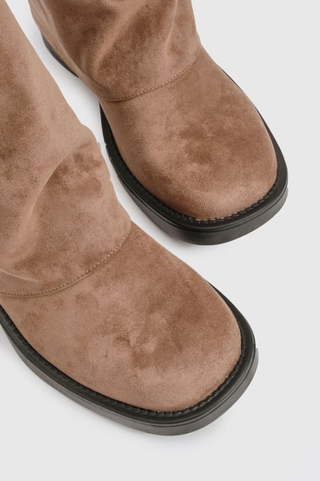 Faux Suede Fold Down Square Toe Boots - Image 5