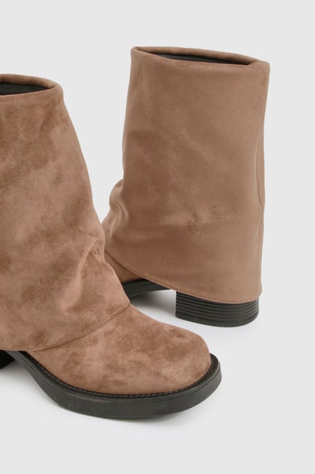 Faux Suede Fold Down Square Toe Boots - Image 6