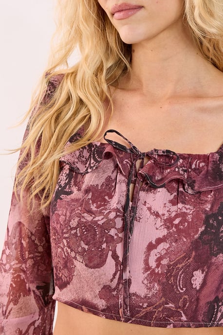Paisley Ruffle Fluted Sleeve Top - Image 5