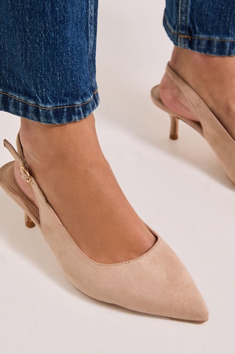 Wide Fit Dova Slingback Kitten Heel Court Shoes - Image 4