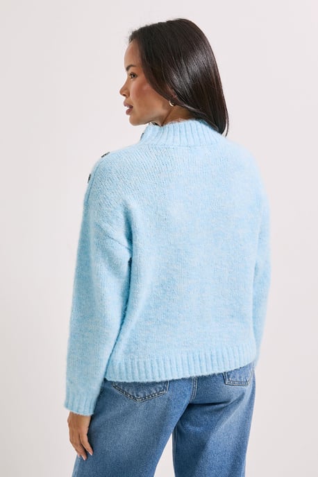 Pale Blue Cable Button Detail Jumper - Image 3
