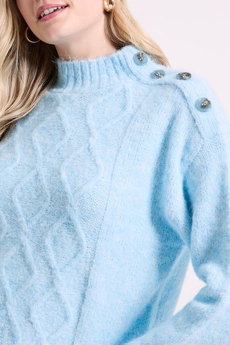 Pale Blue Cable Button Detail Jumper - Image 5