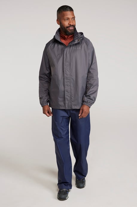 Mens 'Pakka II' Waterproof Packable Breathable Hooded Full Zip Jacket Grey - Image 3