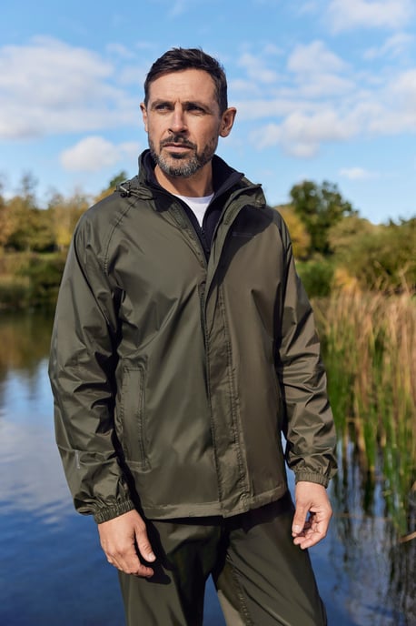 Mens 'Pakka II' Waterproof Packable Breathable Hooded Full Zip Jacket Forest Green - Image 2