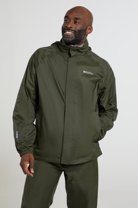 Mens 'Pakka II' Waterproof Packable Breathable Hooded Full Zip Jacket Khaki - Image 2