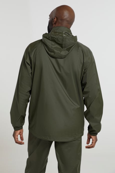 Mens 'Pakka II' Waterproof Packable Breathable Hooded Full Zip Jacket Khaki - Image 3