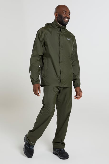 Mens 'Pakka II' Waterproof Packable Breathable Hooded Full Zip Jacket Khaki - Image 4