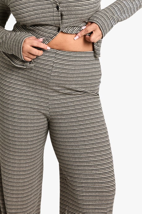 Plus Rib Tie Waist Stripe Trousers - Image 4
