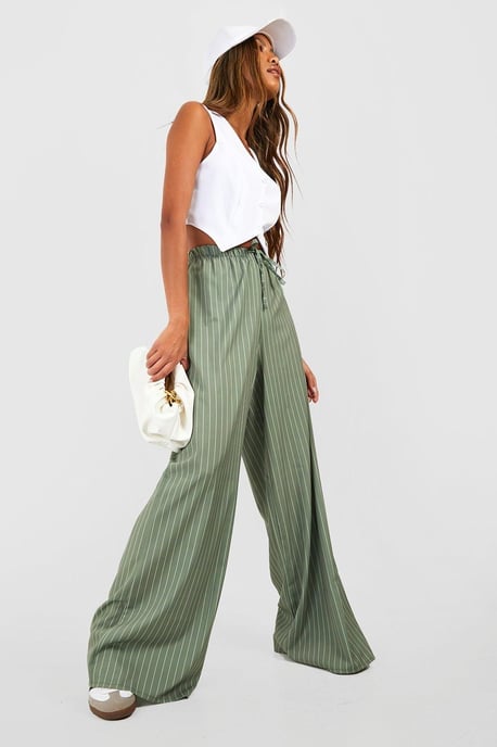 Stripe Wide Leg Floaty Trousers - Image 3