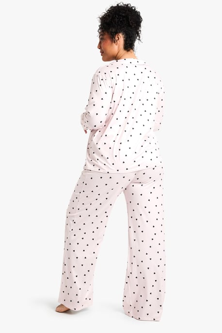 Plus Heart Print Long Sleeve & Trouser PJ Set - Image 2
