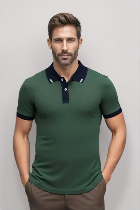 Mens Contrast Collar Polo Shirt - Image 1
