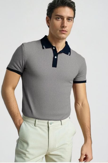 Mens Contrast Collar Polo Shirt - Image 1