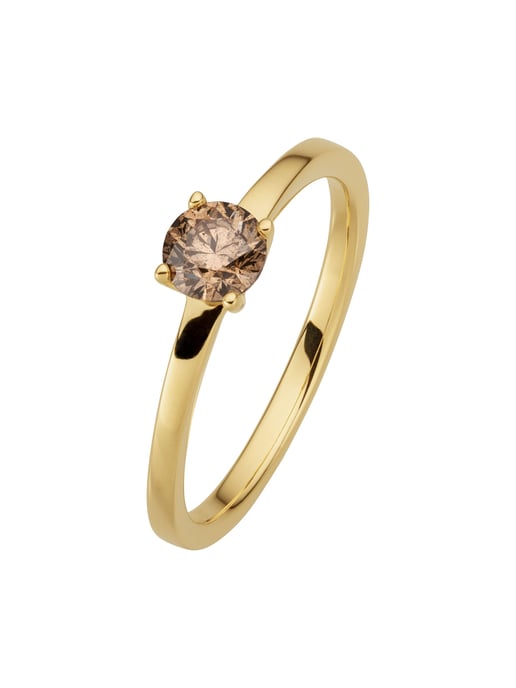Orolino Ring 585/- Gelbgold 1 Brill. 0,50ct. braun - Image 1