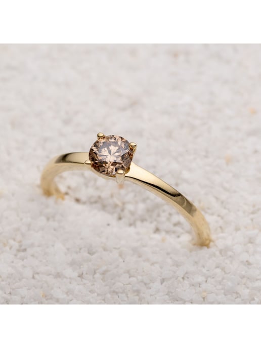 Orolino Ring 585/- Gelbgold 1 Brill. 0,50ct. braun - Image 3