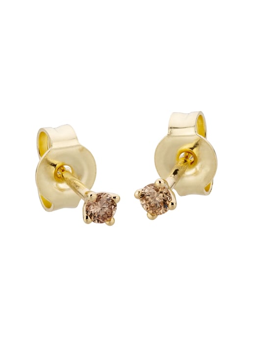 Orolino Stud earrings 585/- GG glanz 2 Brill. 0,10ct. braun - Image 2