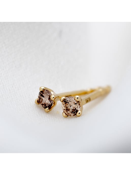 Orolino Stud earrings 585/- GG glanz 2 Brill. 0,10ct. braun - Image 3