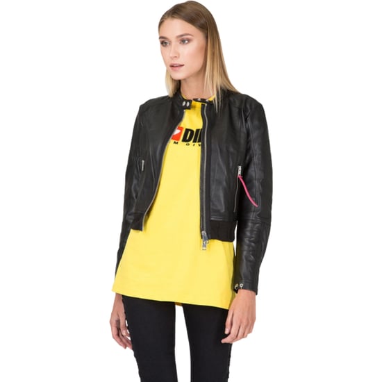 Diesel L-lyssa-c Black Short Cut Black Leather Jacket - Image 1