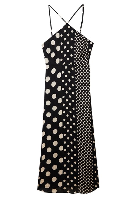 Black White Halterneck Spot Dress - Image 3
