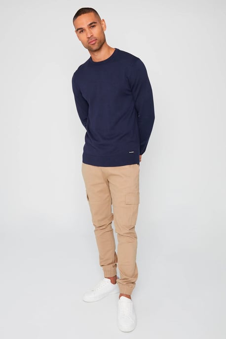 Mens Navy Crew Neck Jumper - Image 2