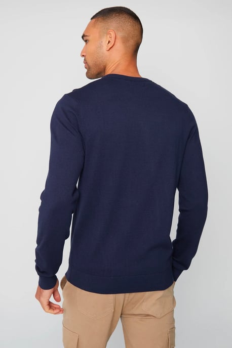 Mens Navy Crew Neck Jumper - Image 4