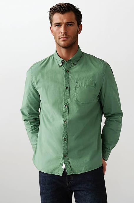 Mens Button Down Collar Cotton Shirt - Image 1
