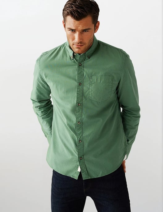 Mens Button Down Collar Cotton Shirt - Image 2