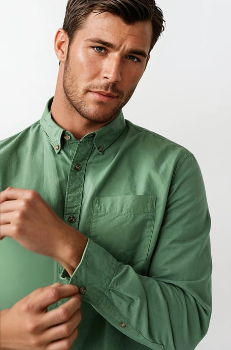Mens Button Down Collar Cotton Shirt - Image 5