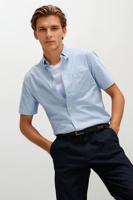 Short Sleeve Cotton Oxford Shirt - Image 1
