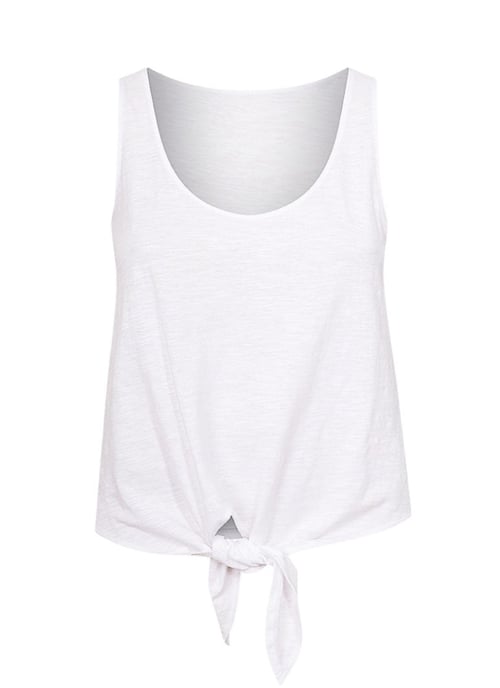 White Tie Front Vest Top - Image 4