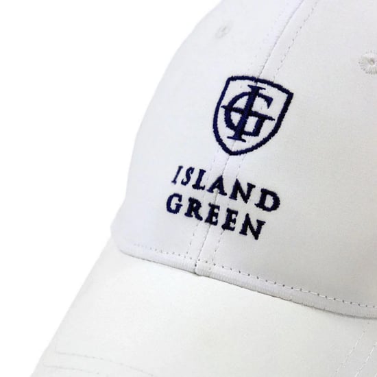 Island Green Heren Logo Gebogen Piek Golfpet (Wit) - Image 3
