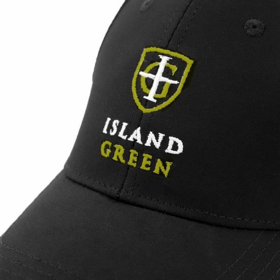 Island Green Heren Logo Gebogen Piek Golfpet (Zwart) - Image 3